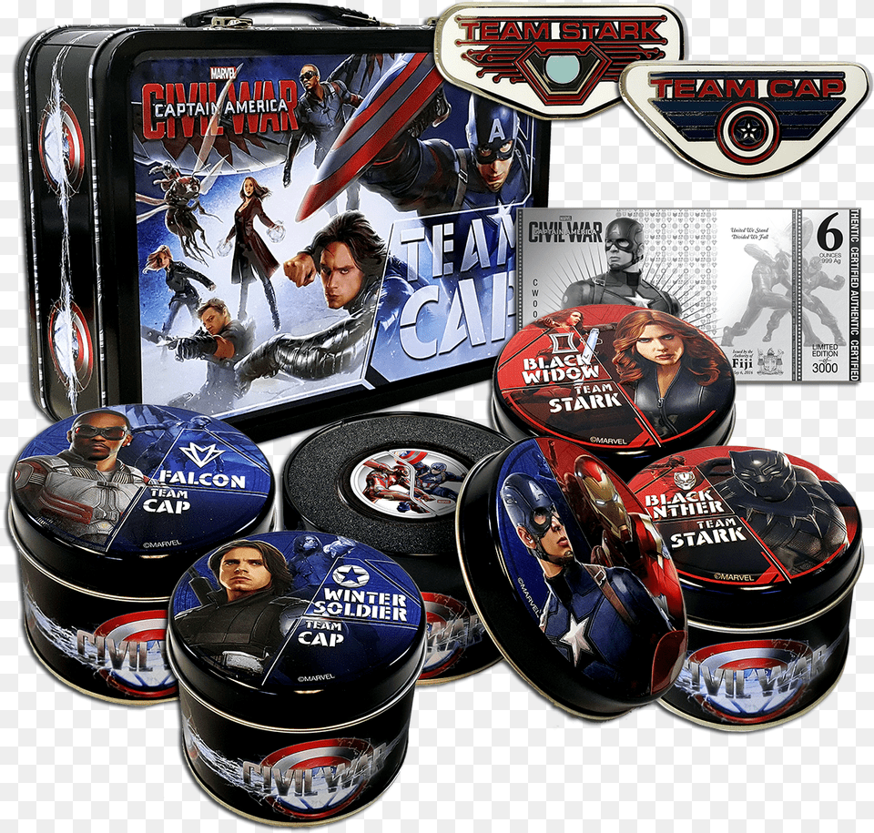 2016 1 6 Coin Set Captain America Captain America Metal Tins, Adult, Person, Woman, Female Png Image