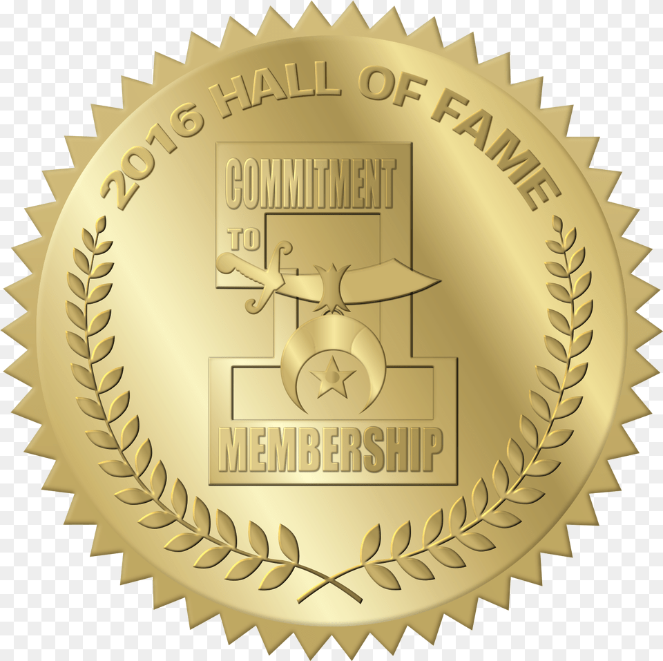 2016 Membership Hall Of Fame Seal, Gold Free Transparent Png