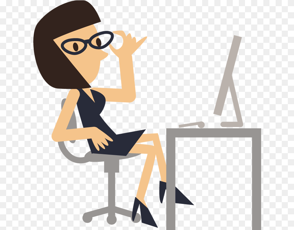 Business Clip Art Girl Work, Person, Sitting, Photography, Face Free Png