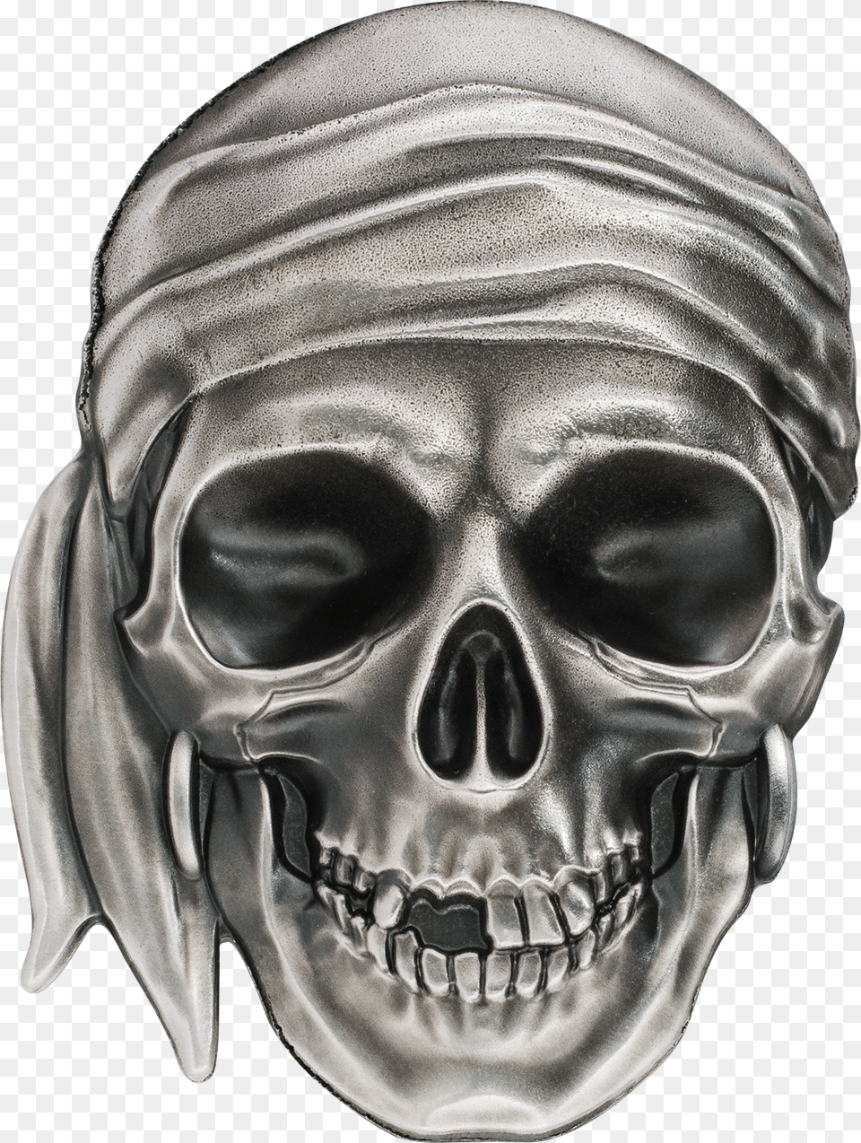 2017 1 Oz Pure Silver Coin Pirate Skull, Adult, Male, Man, Person Png