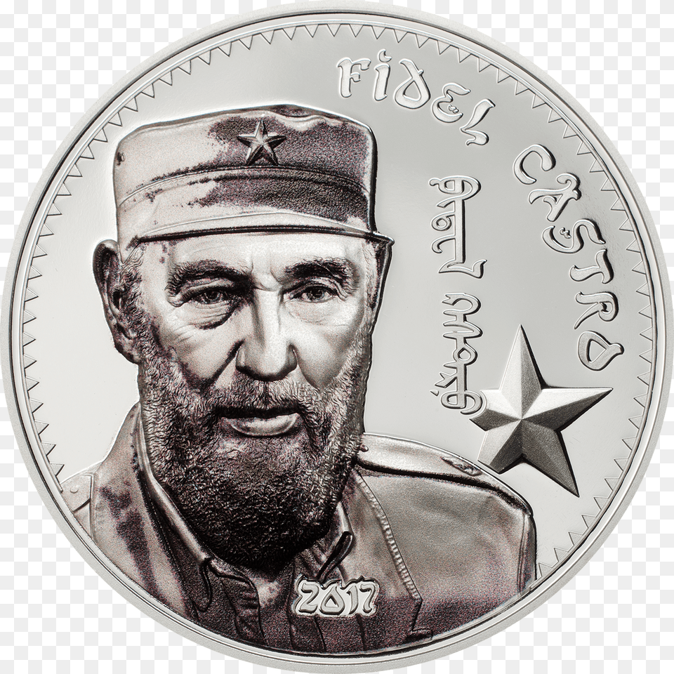 2017 1000 Togrog 1 Oz Pure Silver Coin Fidel Castro Coin, Adult, Male, Man, Money Free Png Download