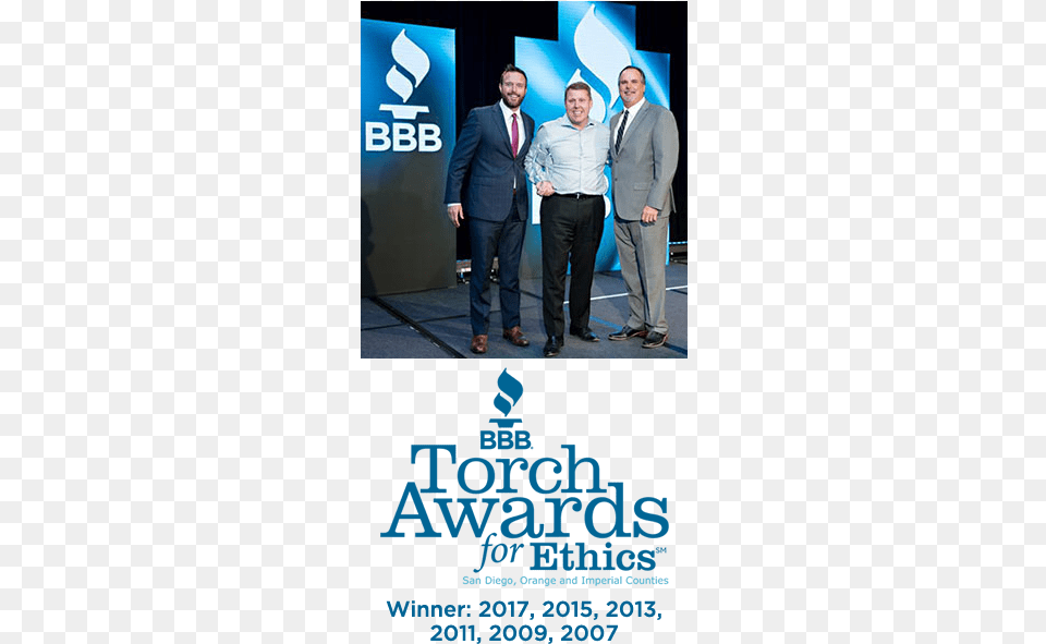 2017 2015 2013 2011 2009 And 2007 Winner Better Business Bureau, Advertisement, Poster, Person, People Png Image