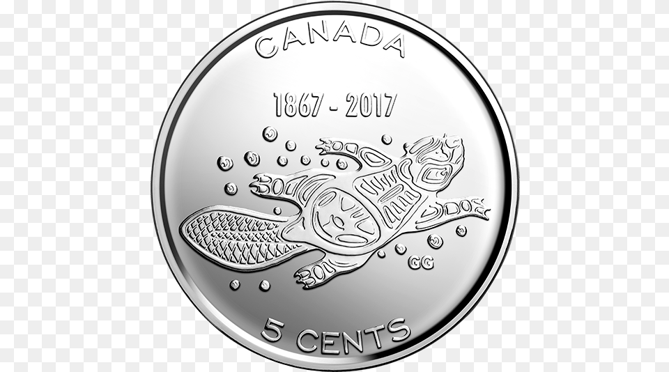 2017 40 X 5 Cent Nickel Original Bank Roll Canada 5 Cents 2017, Silver, Coin, Money, Disk Png