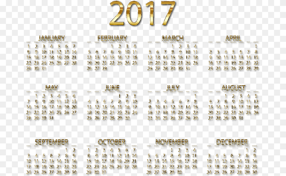 2017 Calendar 1 Calendar, Text, Scoreboard Png