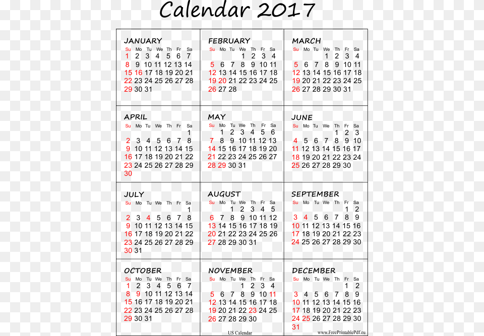 2017 Calendar Pdf Printable, Text, Qr Code Png