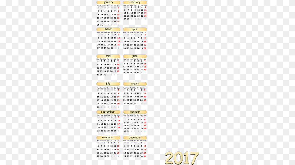 2017 Calendar Template Image Images Transparent 2017 Calendar, Text, Scoreboard Png