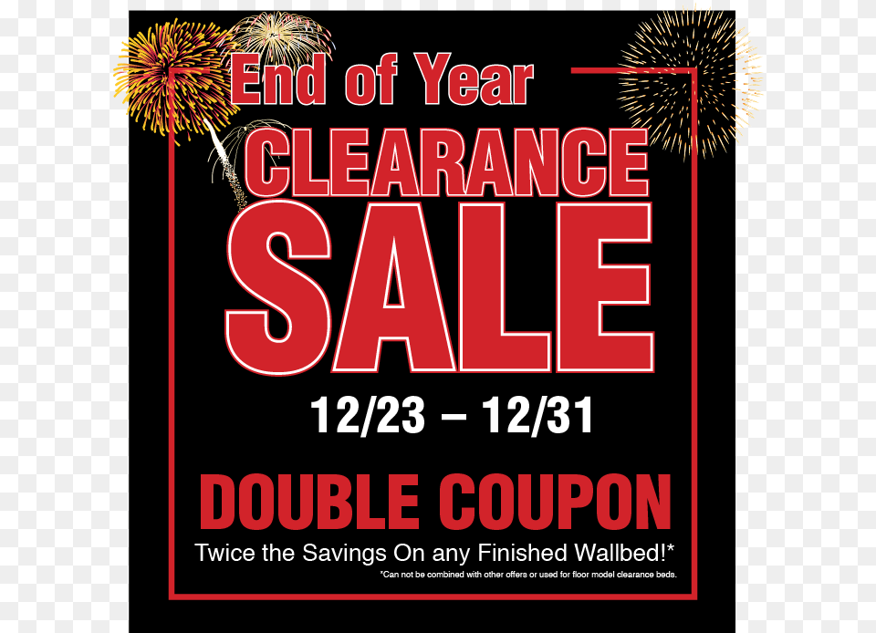 2017 End Of Year Wallbeds Clearance Sale Fireworks Vector, Advertisement, Poster Png