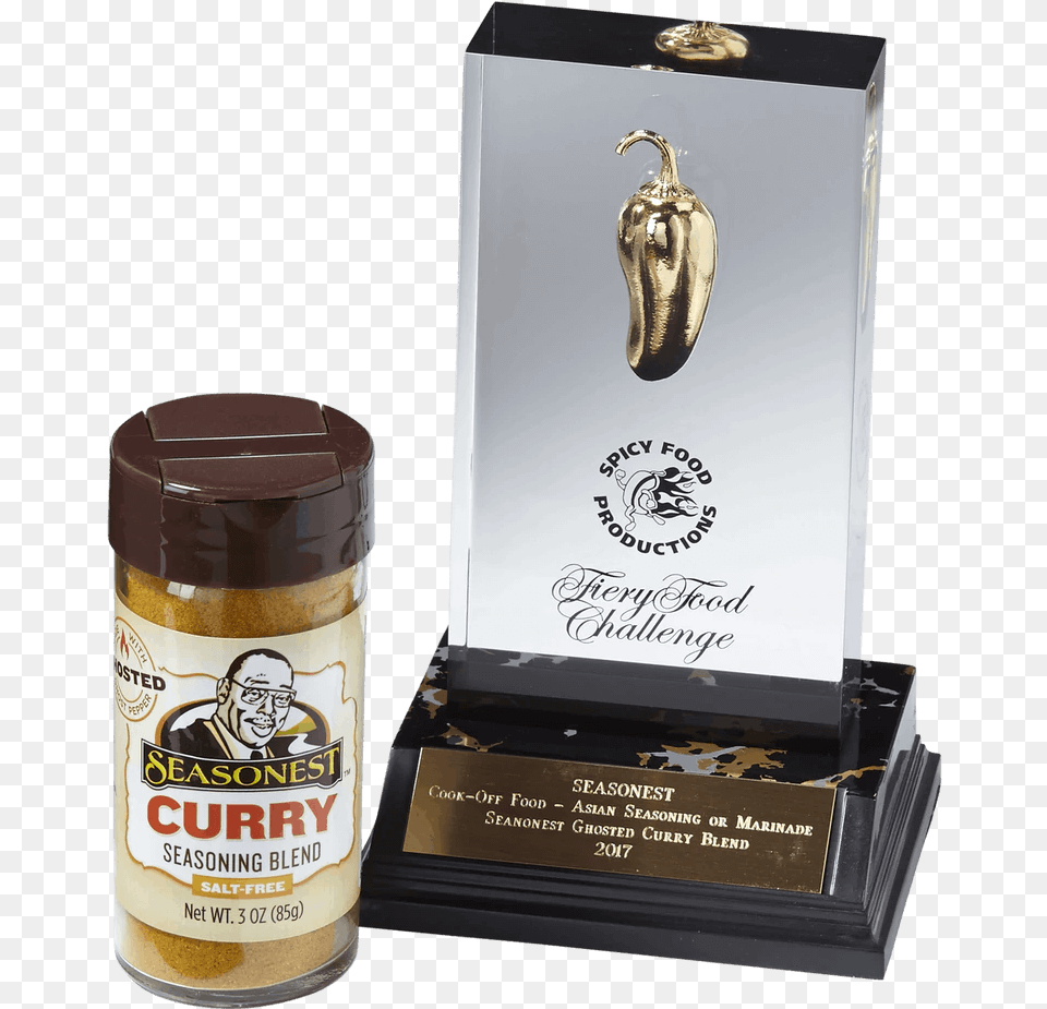 2017 Fiery Food Challenge Golden Chili Winner Bottle, Adult, Male, Man, Person Png Image