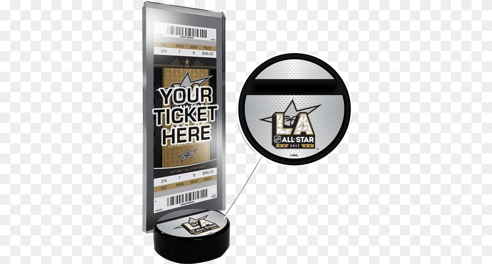 2017 Nhl All Star Game Hockey Puck Ticket Display Stand That39s My Ticket Denver Nuggets Ticket Display Stand, Computer Hardware, Electronics, Hardware Free Png