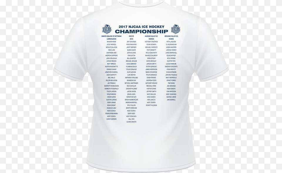 2017 Njcaa Ice Hockey Championship White T Shirt Hockey Championship T Shirts, Clothing, T-shirt, Adult, Male Free Png