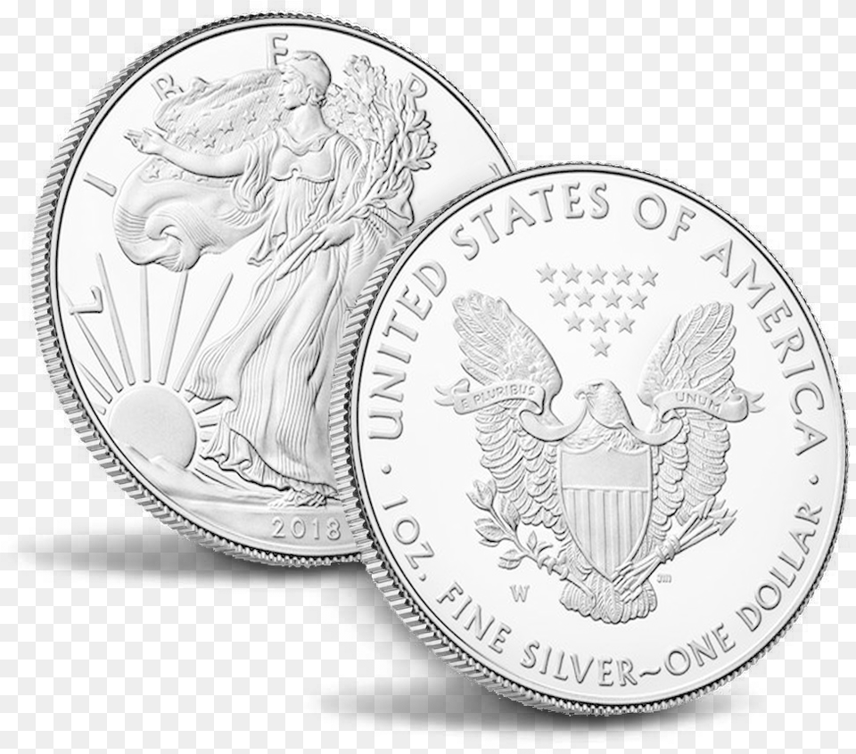 2018 1 Oz American Silver Eagle, Person, Coin, Money, Face Png