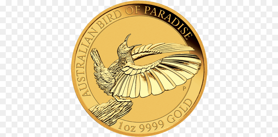 2018 1 Oz Australia Bird Of Paradise 9999 Gold Coin Bu Birds Of Paradise 1 Oz Gold, Animal, Money Free Transparent Png