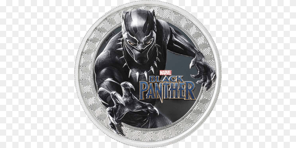 2018 1 Oz Tuvalu Marvel Black Panther Coin, Silver, Accessories, Adult, Male Png Image