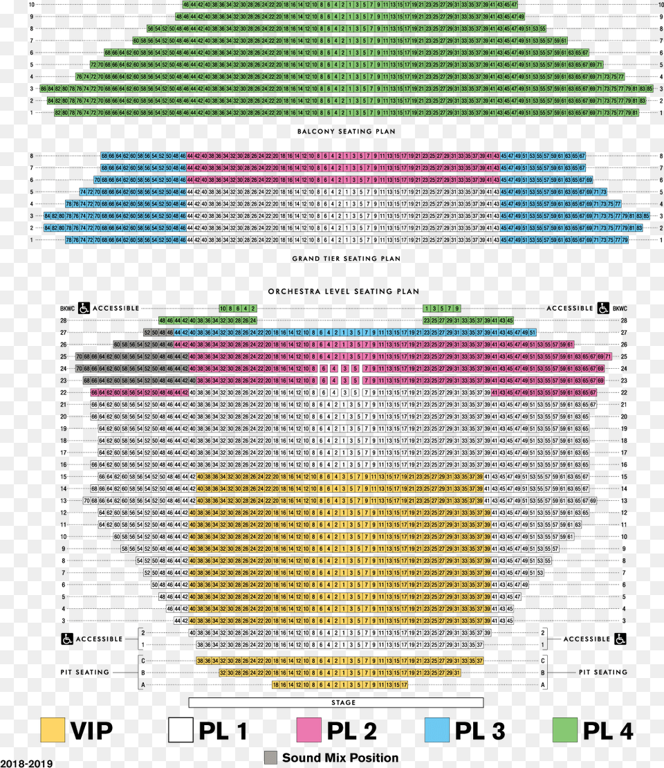 2018 2019 Broadway Seating Chart Seat Number Gammage Seating Chart, Art Free Png
