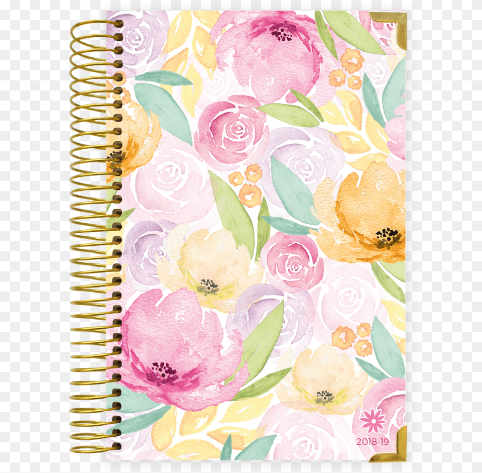 2018 2019 Hard Cover Daily Planner Watercolor Floral Bloom Daily Planners Address Book Contacts Addresses, Flower, Plant, Rose, Art Png