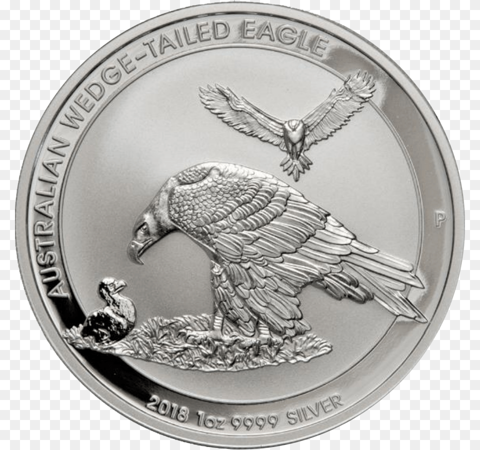 2018 Australian Wedge Tail Eagle 1oz Silver Coin 2018 Wedge Tailed Eagle Silver Coin, Animal, Bird, Money Free Transparent Png