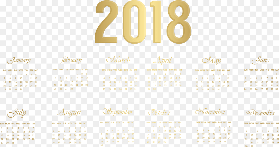 2018 Calendar Gold Transparent Image 2011, Text, Scoreboard Free Png Download