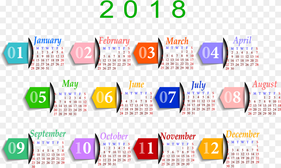 2018 Calendar Image New Year Calendar 2018, Text, Scoreboard, Symbol Free Transparent Png
