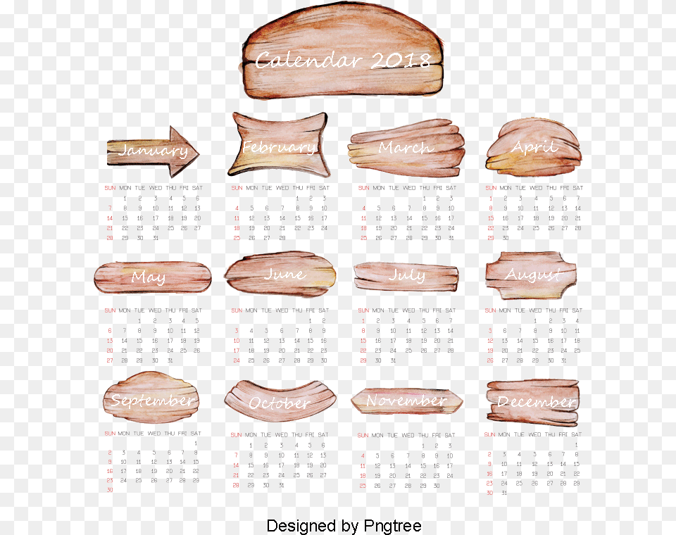 2018 Calendar Images Tan, Text Free Png