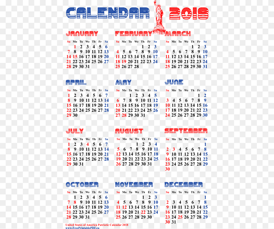 2018 Calendar Us Calendar 2018, Text Free Transparent Png