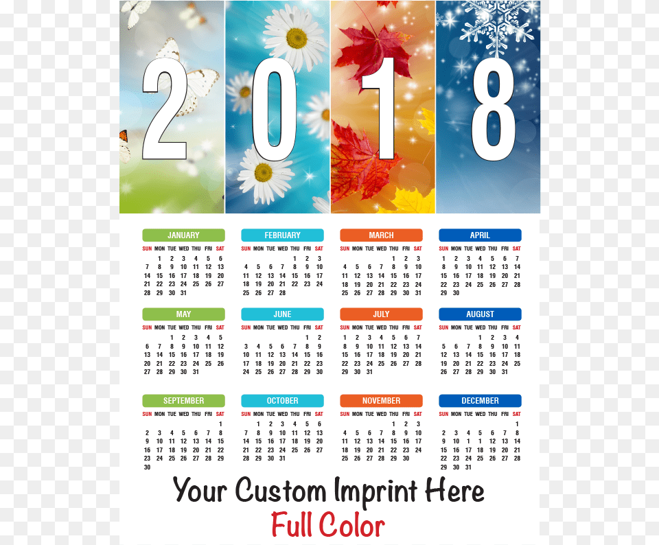 2018 Calendar With Seasons, Text Png Image