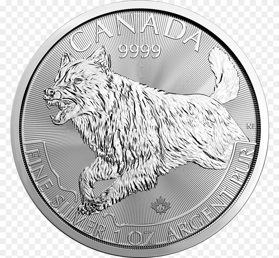 2018 Canadian Wolf 1oz Silver Coin Predator Series Wolf Silver Coin, Animal, Cat, Mammal, Pet Free Png Download