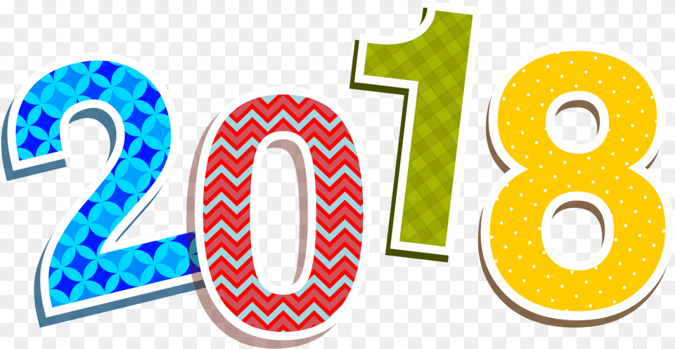 2018 Colorful 2018 Word Art, Number, Symbol, Text Png Image