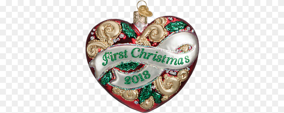 2018 First Christmas Heart Ornament Old World Christmas First Christmas Heart Birthday Cake, Cake, Cream, Dessert Free Transparent Png