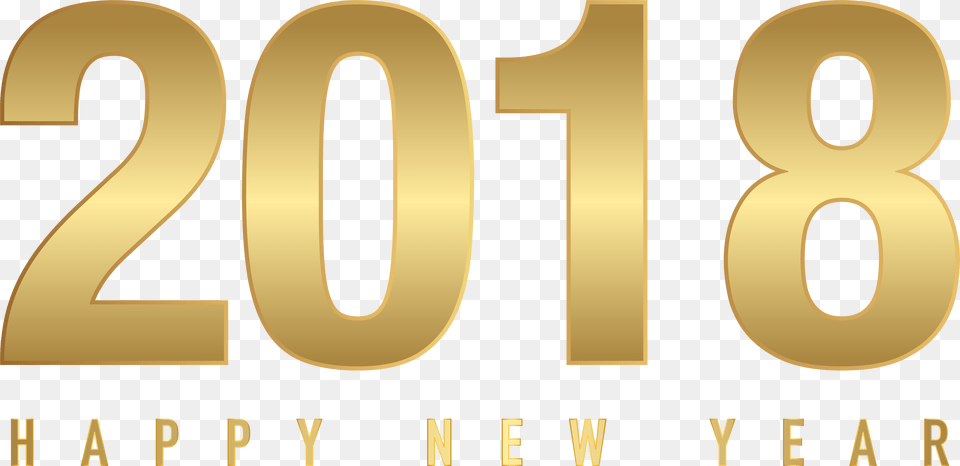 2018 Happy New Year Gold, Number, Symbol, Text Png