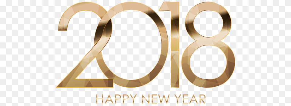 2018 Happy New Year Golden Letters, Text, Number, Symbol Free Png