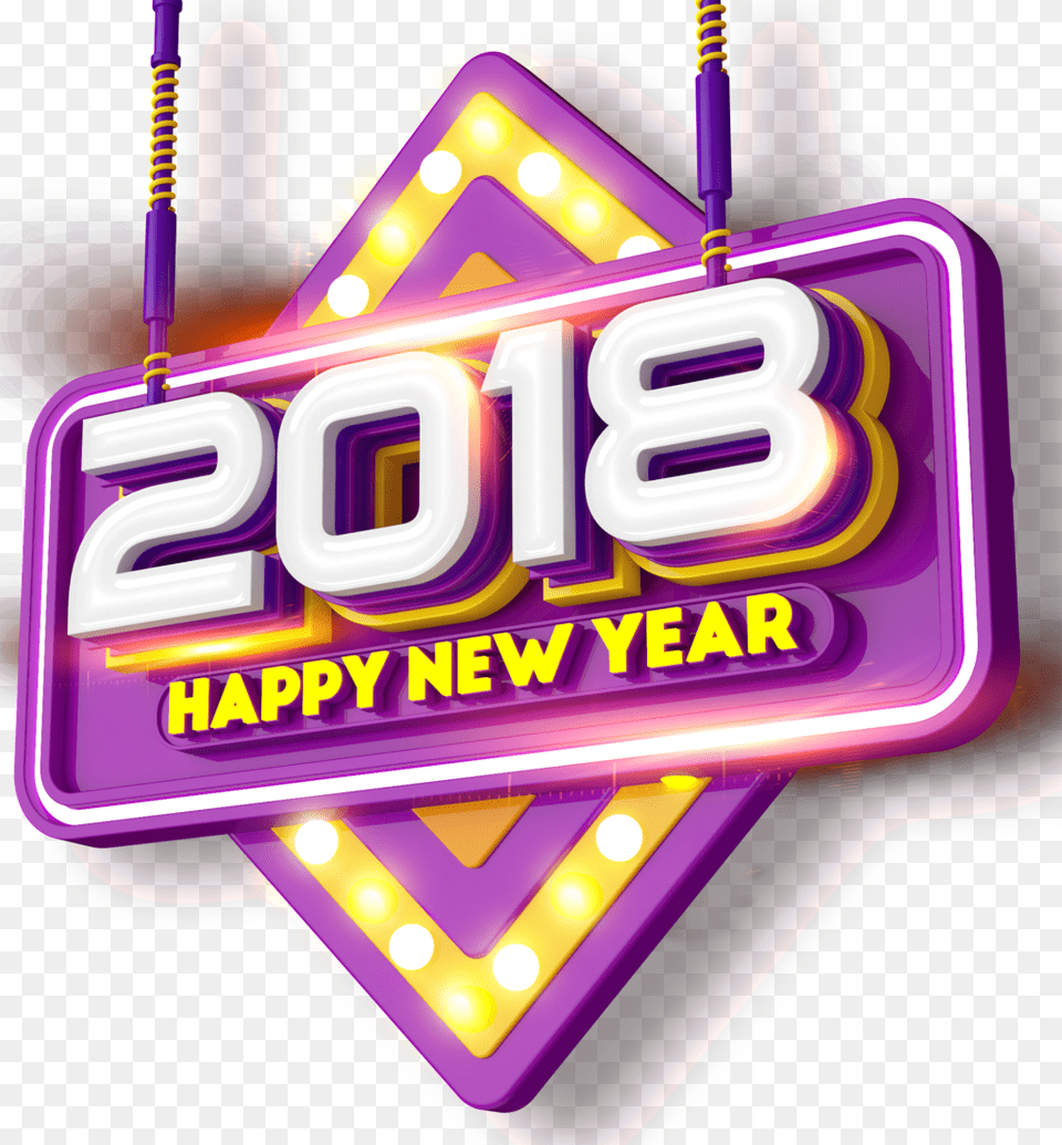 2018 Happy New Year Tag Design Art, Light, Neon Free Png Download