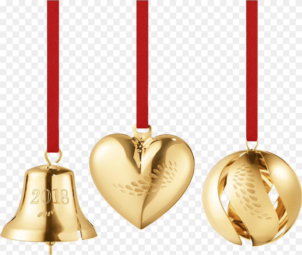 2018 Heart Bell And Ball Collectibles Gift Set Georg Jensen Christmas 2018, Gold, Accessories, Jewelry, Locket Png