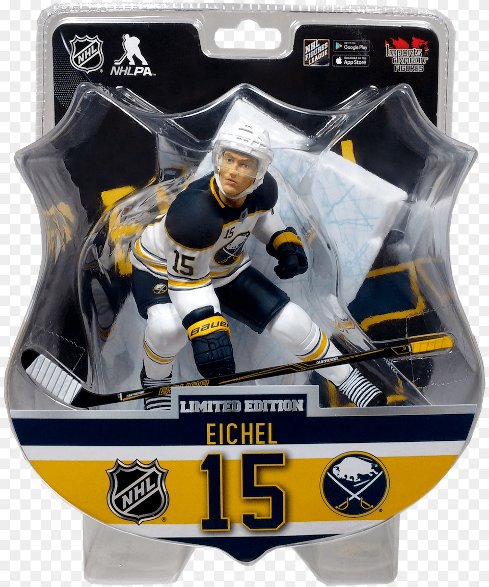 2018 Imports Dragon Nhl 6 Inch Figures Buffalo Sabres, Helmet, Adult, Person, Man Png Image