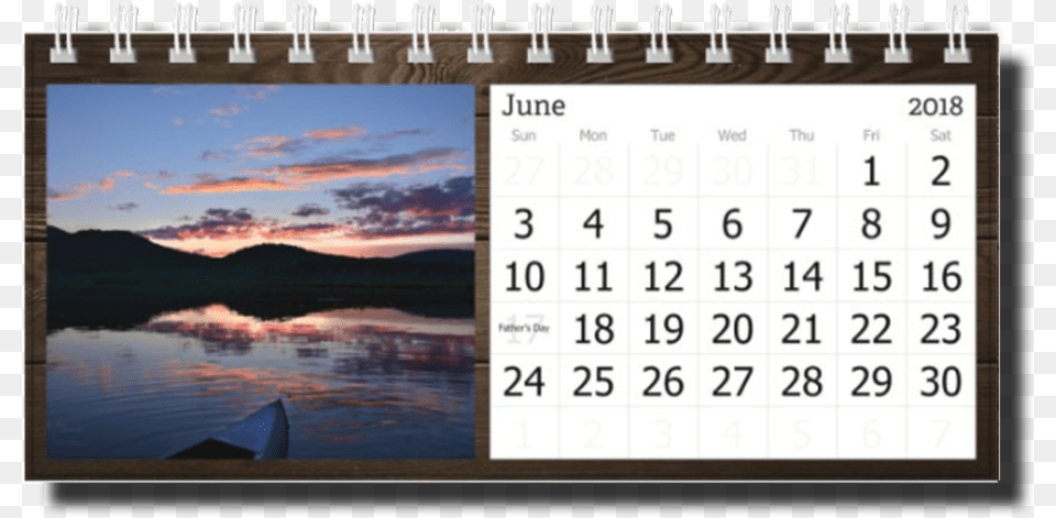 2018 Landscape Desk Calendar June, Text Png Image