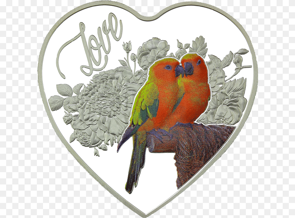 2018 Love Birds Heart Shaped Silver Tokelau Coins Love Love Birds With Heart, Animal, Bird, Parrot, Parakeet Free Png Download