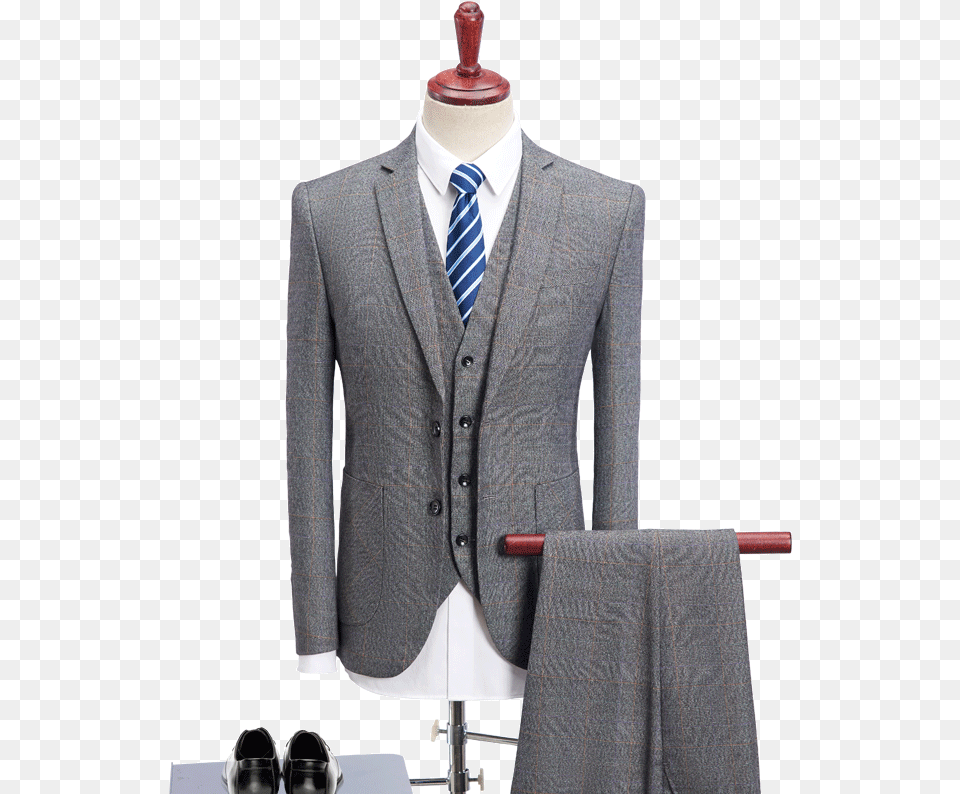2018 Mens Wedding Suits Tuxedo Set Slim Fit Man Suits Traje Vestir Gris A Cuadros, Jacket, Suit, Blazer, Clothing Free Png