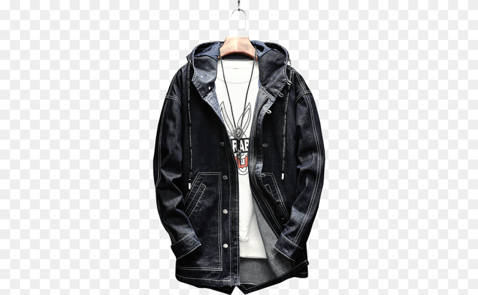2018 New Long Denim Jacket Men Holes Mens Jean Jackets Jacket, Clothing, Coat, Leather Jacket Free Transparent Png