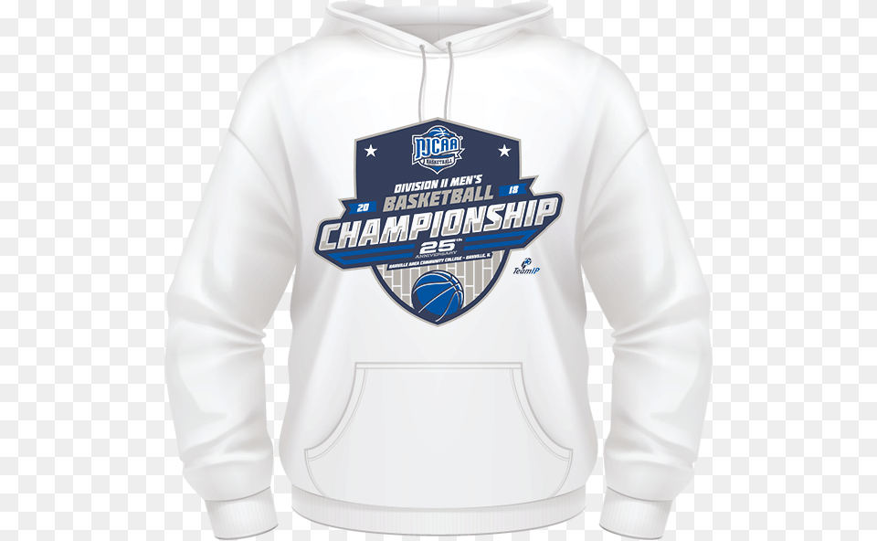 2018 Njcaa Men S Basketball Dii Championship White Hoodie, Clothing, Knitwear, Sweater, Sweatshirt Png Image