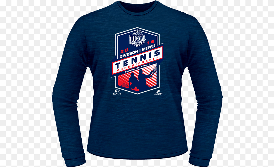 2018 Njcaa Men S Tennis Di National Championship Navy Long Sleeved T Shirt, Clothing, Long Sleeve, Sleeve, Person Png