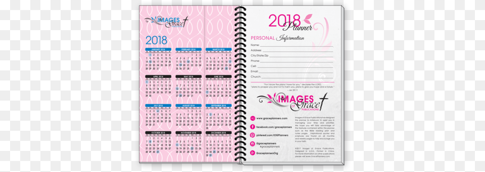 2018 Pink Fish Design Inspirational Christian Daily Grace Christian Daily Planners Teal Fish Inspirational, Page, Text, Calendar, White Board Free Transparent Png