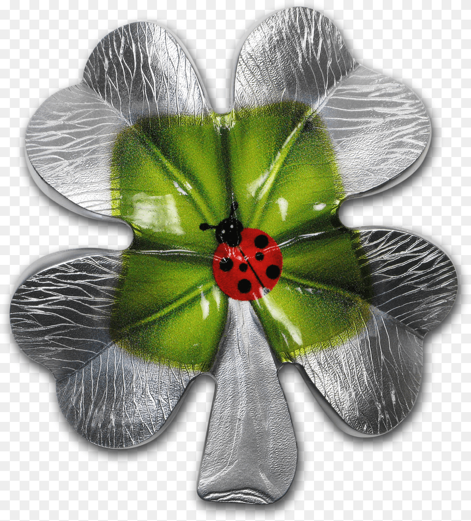 2018 Republic Of Cameroon Silver Clover Four Leaf Shape Artificial Flower, Accessories, Jewelry, Brooch, Animal Png Image