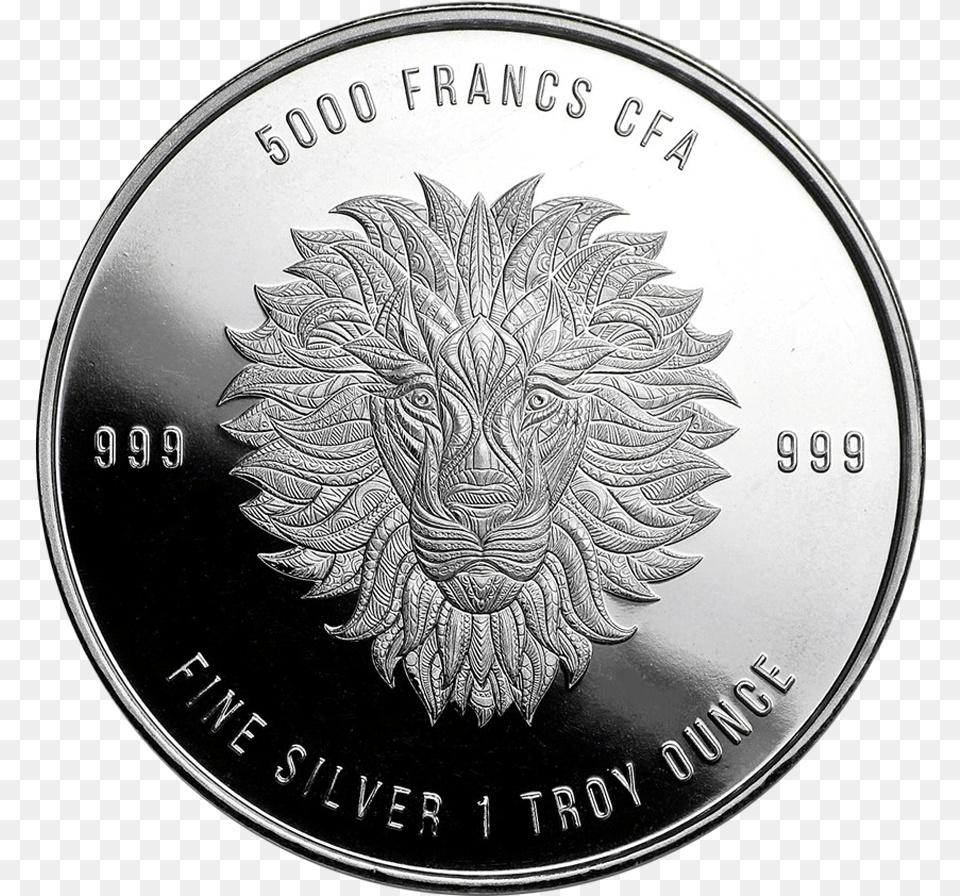 2018 Republic Of Chad Mandala Lion 1oz Silver Coin 1 Oz Silver Mandala Lion 2018 Chad 5000 Cfa, Money Free Png