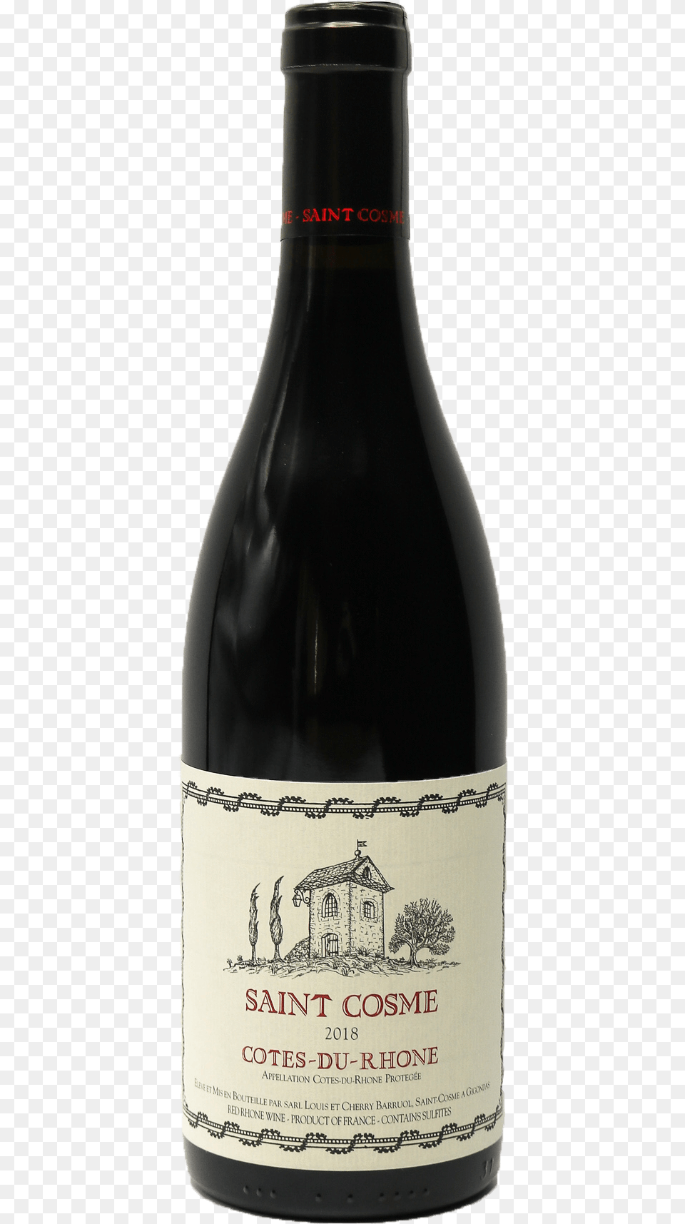 2018 Saint Cosme Cotes Du Rhone Red Wine, Alcohol, Beverage, Bottle, Liquor Free Transparent Png