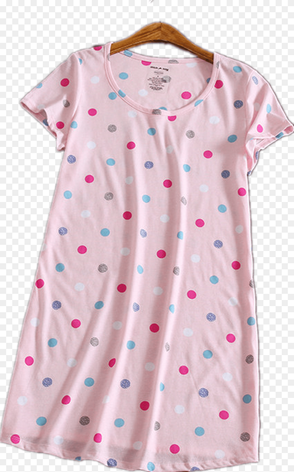 2018 Sleepwear Cotton Long Nightgown Night Dress Womens Polka Dot, Blouse, Clothing, Pattern, Shirt Free Png