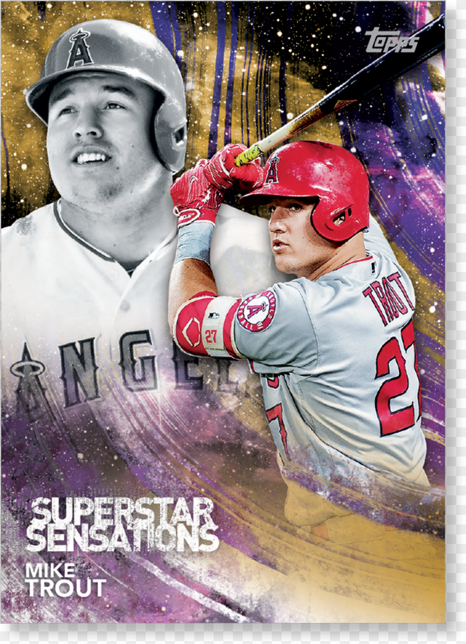 2018 Topps Series 1 Baseball Mike Trout Superstar Sensations Mike Trout, Team Sport, Helmet, People, Person Free Transparent Png