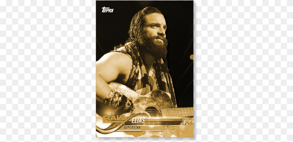 2018 Topps Wwe Elias Base Poster Gold Ed Poster, Adult, Musical Instrument, Man, Male Free Transparent Png
