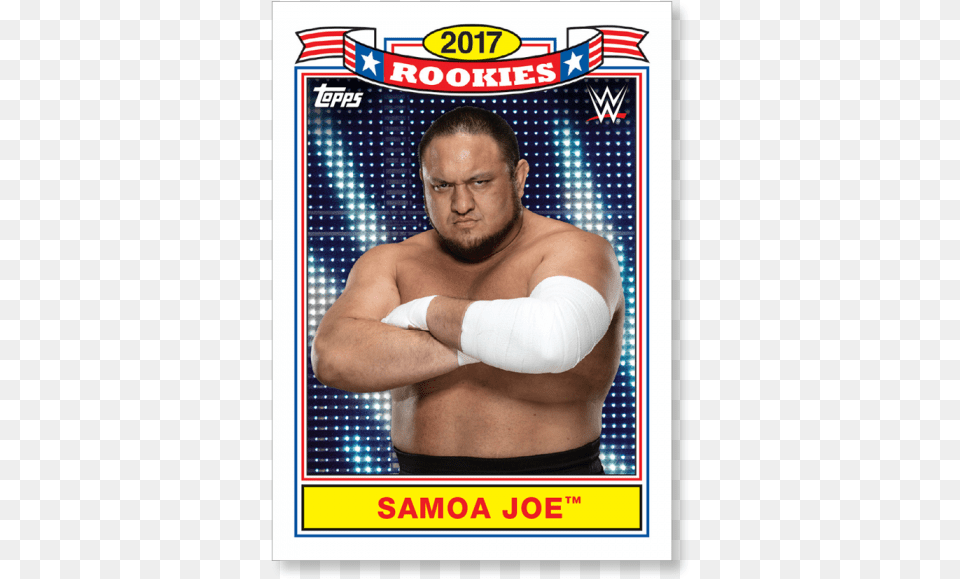 2018 Topps Wwe Heritage Samoa Joe Top Ten Rookies Poster Magento, Adult, Male, Man, Person Png Image