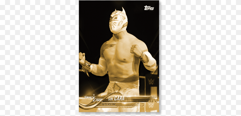 2018 Topps Wwe Sin Cara Base Poster Gold Ed Wrestling Card Sin Care, Back, Body Part, Finger, Hand Free Png