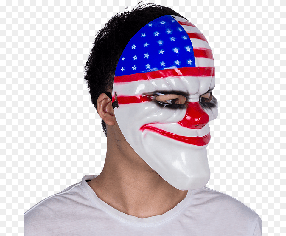 2018 Wholesale Game Payday 2 Scary Clown Mask Realistic Flag Of The United States, Adult, Male, Man, Person Free Png
