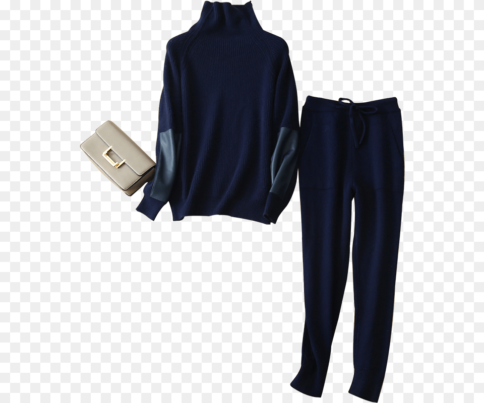 2018 Winter Knitted Tracksuit Turtleneck Cashmere Sweatshirts Formal Wear, Clothing, Fleece, Pants, Long Sleeve Png Image